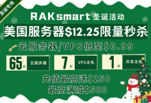 RAKsmart 年终云服务器大促,爆款产品冰雪特惠,云服务器、VPS低至$0.99,限量抢购。-55主机测评网